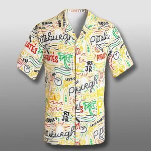 MLB Pittsburgh Pirates Bucco Luau Hawaiian Shirt Giveaway AOP Button Down L